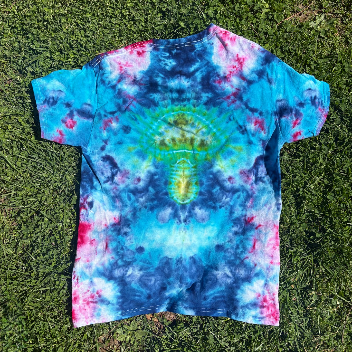Unisex Blue and Green Hand-Dyed Tie Dye T-shirt - 100% Cotton