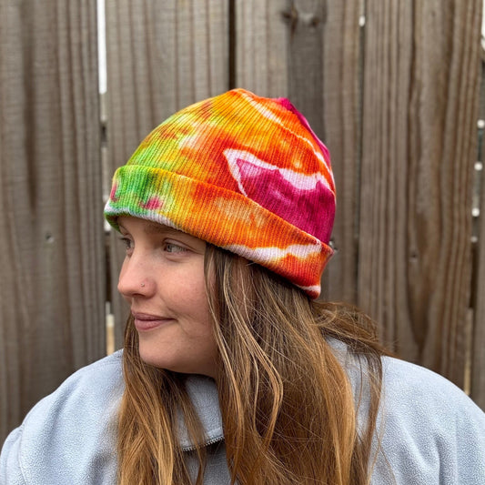 Rare Color Stories Ribbed Tie Dye Beanie