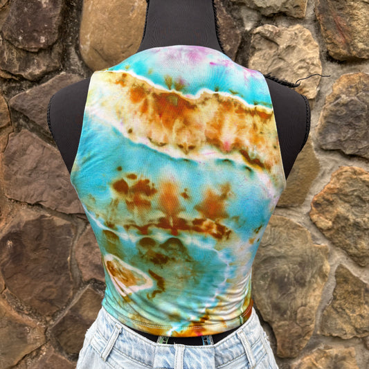 Tie Dye Crew Neck Cropped Tank Top - Soft, Double Lined Rayon