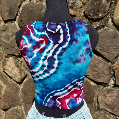 Junior Girls Scoop Neck Cropped Tank Top | Hand-Dyed Geode Design