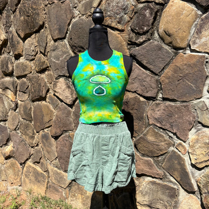 High Neck Mushroom Cropped Tank - Ribbed Cotton