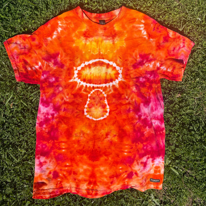 Unisex Red and Orange Hand-Dyed Tie Dye T-shirt - 100% Cotton - XL