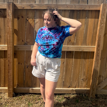 Unisex Blue and Purple Hand-Dyed Tie Dye T-shirt - 100% Cotton - M