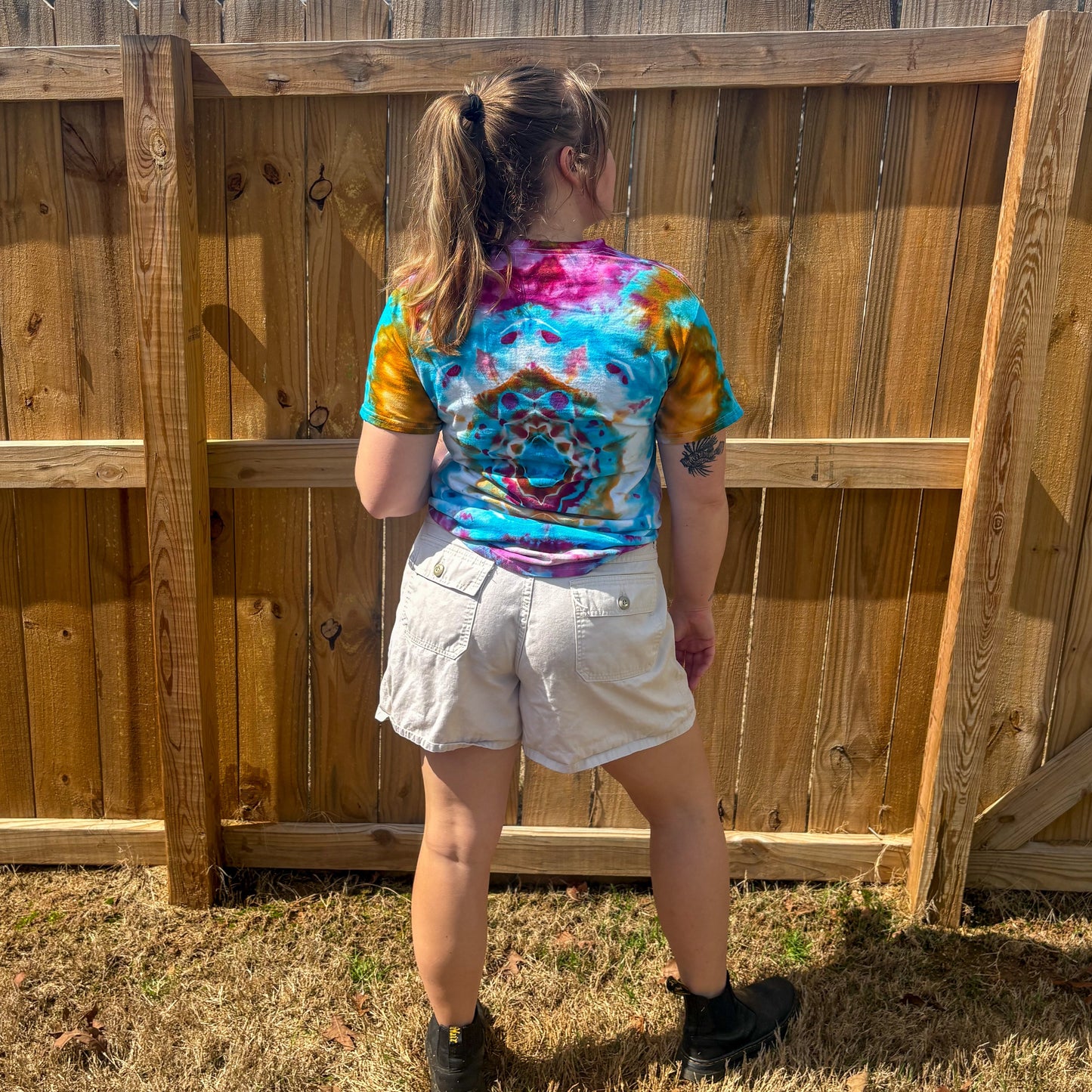 Unisex Blue and Pink Hand-Dyed Tie Dye T-shirt - 100% Cotton