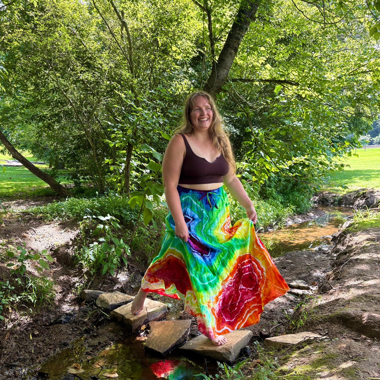 Take-Out Skirt | Rainbow – Hand-dyed Skirt for Women with Pockets