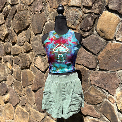 High Neck Mushroom Cropped Tank - Ribbed Cotton