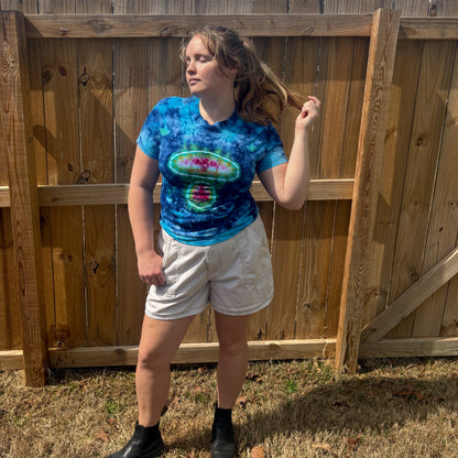 Unisex Blue and Pink Hand-Dyed Tie Dye T-shirt - 100% Cotton - S