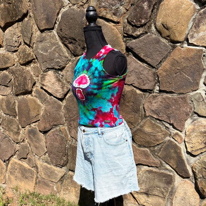 High Neck Mushroom Cropped Tank - Ribbed Cotton