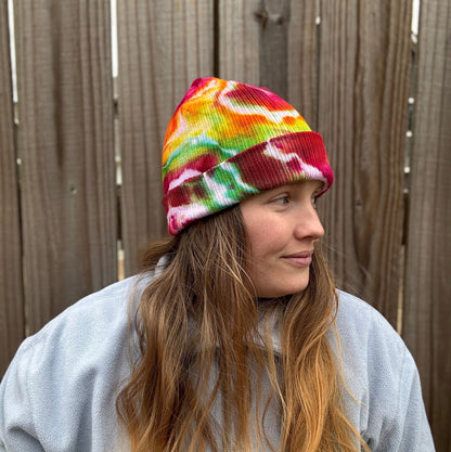 Warm Energy Ribbed Tie Dye Beanie