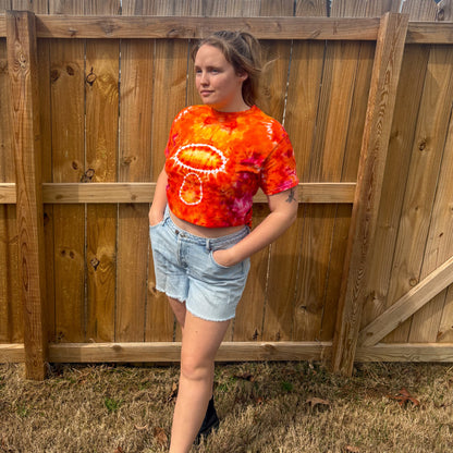 Unisex Red and Orange Hand-Dyed Tie Dye T-shirt - 100% Cotton - XL