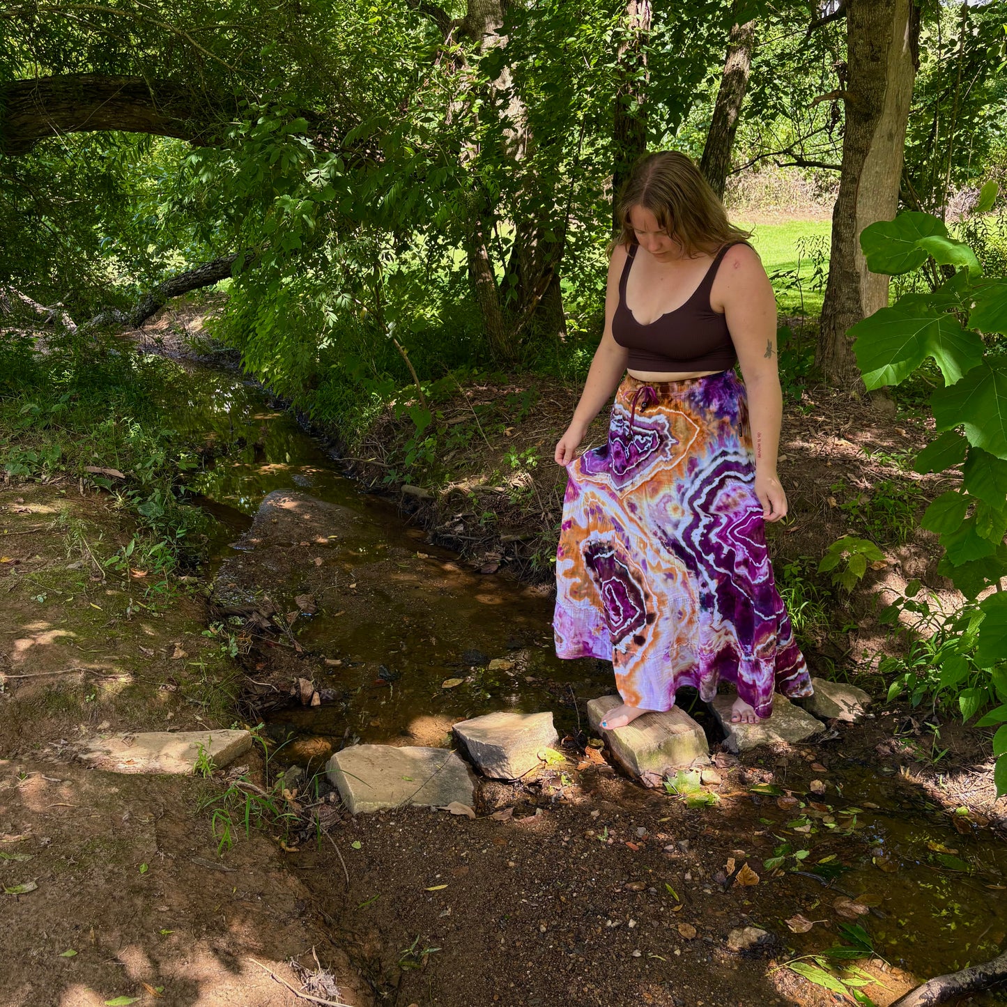 Take-Out Skirt | Purple & Brown – Hand-dyed Skirt for Women with Pockets