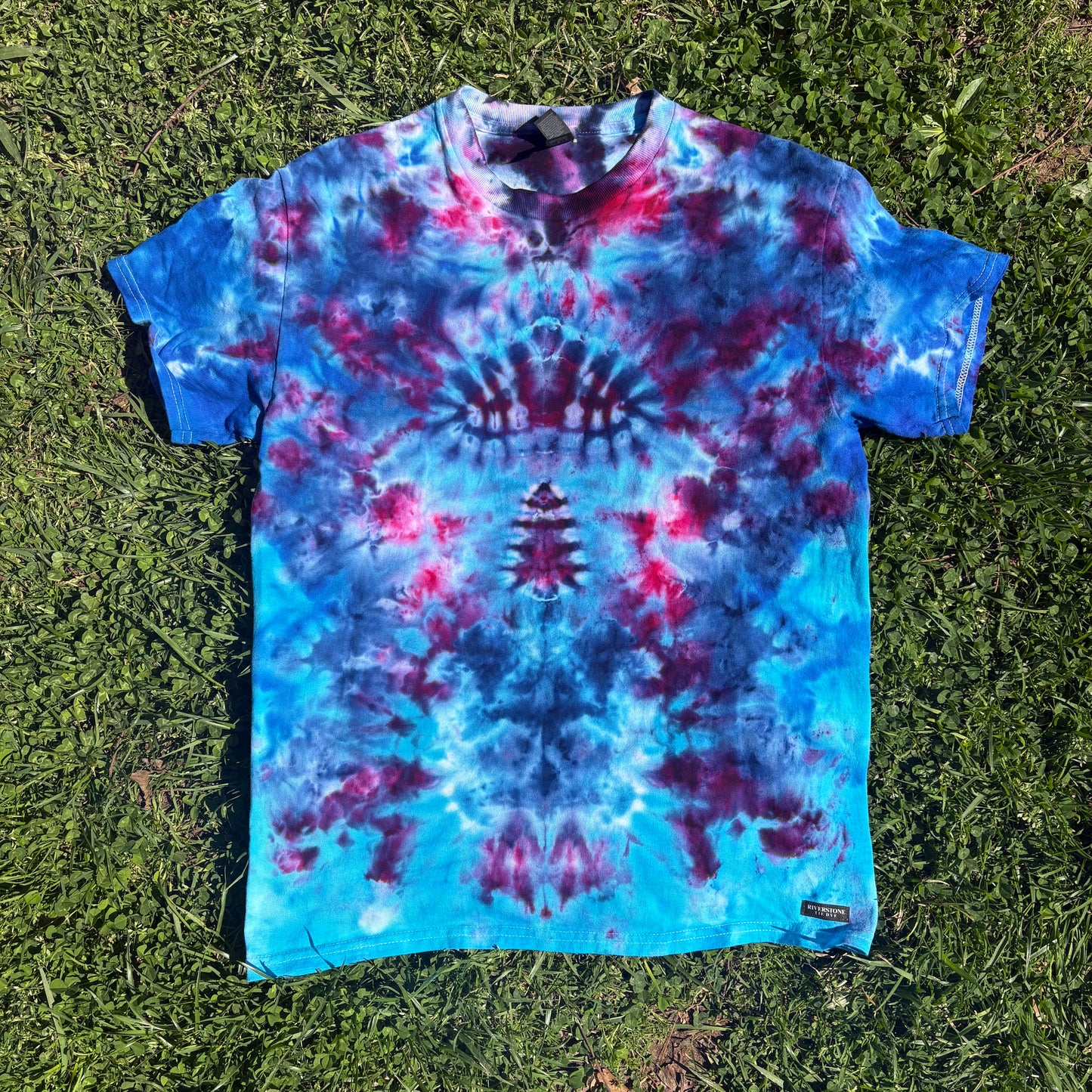 Unisex Blue and Purple Hand-Dyed Tie Dye T-shirt - 100% Cotton