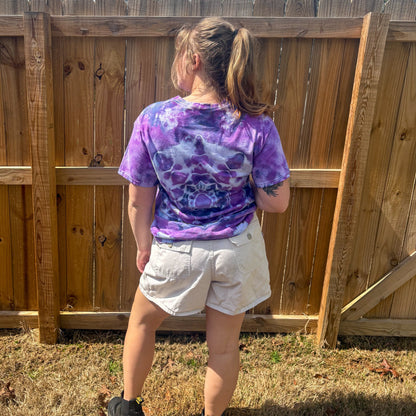 Unisex Purple Hand-Dyed Tie Dye T-shirt - 100% Cotton - L