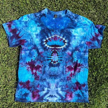 Unisex Purple and Blue Hand-Dyed Tie Dye T-shirt - 100% Cotton - XL
