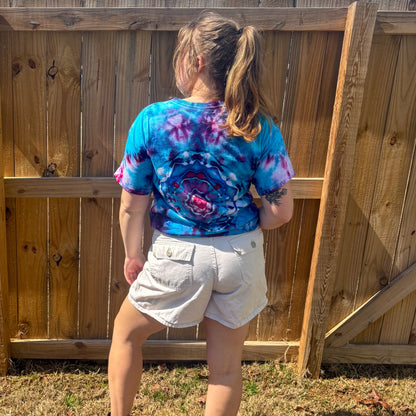 Unisex Blue and Purple Hand-Dyed Tie Dye T-shirt - 100% Cotton - L