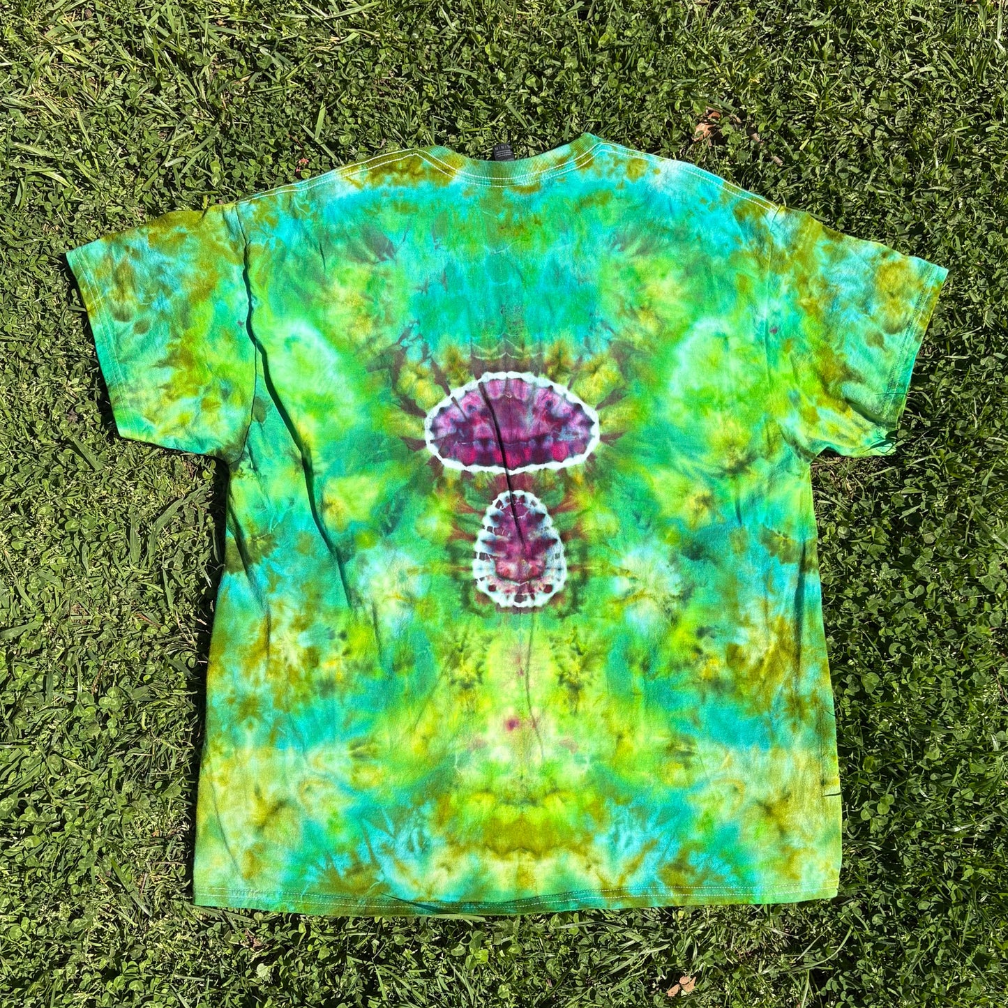 Unisex Green and Purple Hand-Dyed Tie Dye T-shirt - 100% Cotton