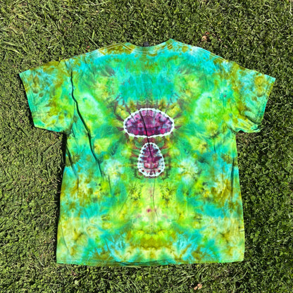 Unisex Green and Purple Hand-Dyed Tie Dye T-shirt - 100% Cotton - XL