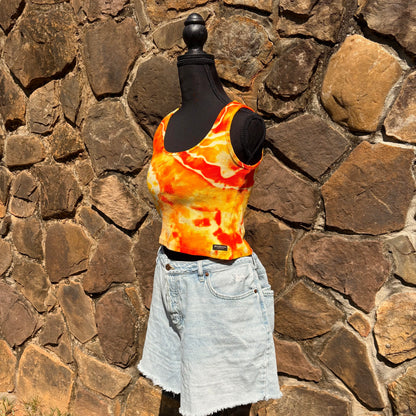 Junior Girls Scoop Neck Cropped Tank Top | Hand-Dyed Geode Design