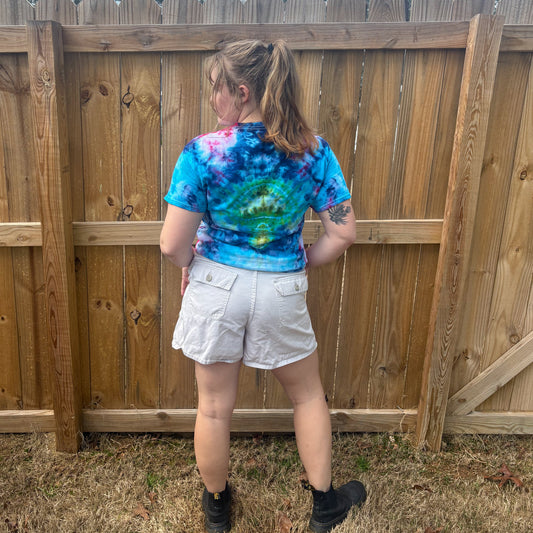 Unisex Blue and Green Hand-Dyed Tie Dye T-shirt - 100% Cotton