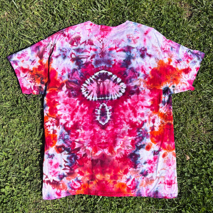 Unisex Pink and Purple Hand-Dyed Tie Dye T-shirt- 100% Cotton - L