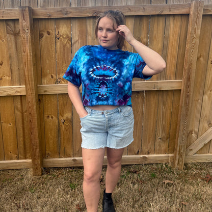 Unisex Purple and Blue Hand-Dyed Tie Dye T-shirt - 100% Cotton - XL