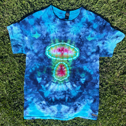 Unisex Blue and Pink Hand-Dyed Tie Dye T-shirt - 100% Cotton - S