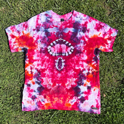 Unisex Pink and Purple Hand-Dyed Tie Dye T-shirt- 100% Cotton - L