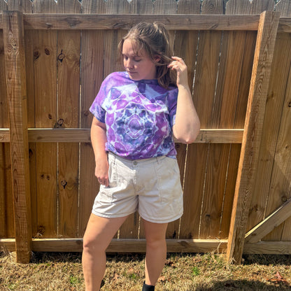 Unisex Purple Hand-Dyed Tie Dye T-shirt - 100% Cotton - L