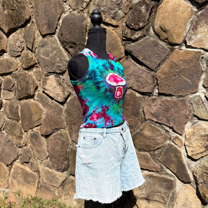 High Neck Mushroom Cropped Tank - Ribbed Cotton