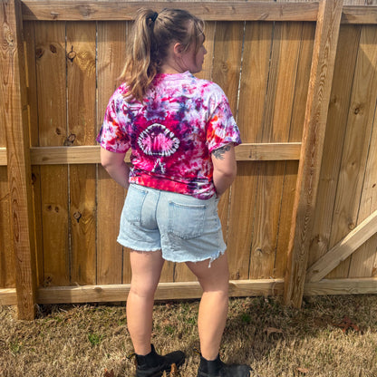 Unisex Pink and Purple Hand-Dyed Tie Dye T-shirt- 100% Cotton - L