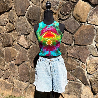 High Neck Mushroom Cropped Tank - Ribbed Cotton