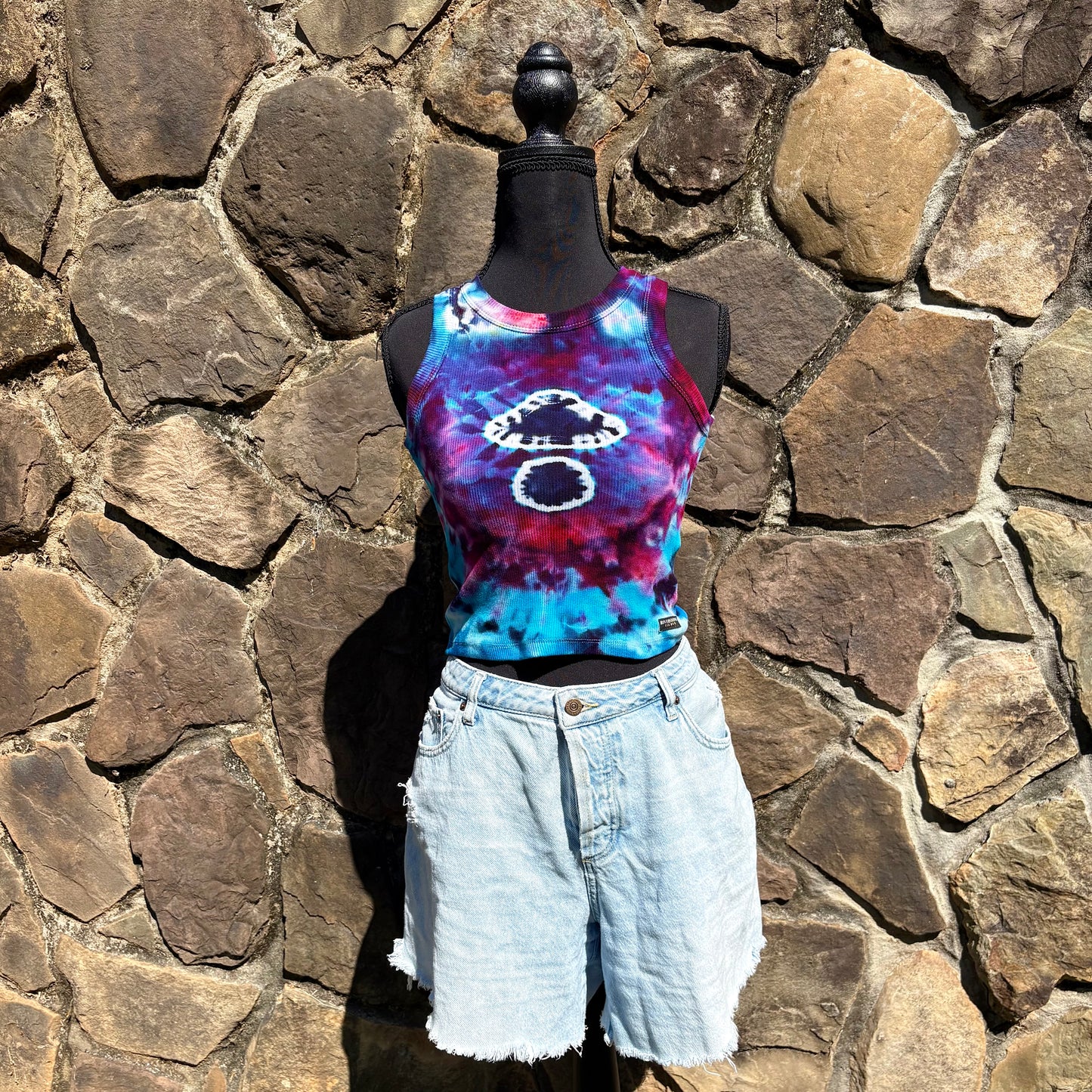 High Neck Mushroom Cropped Tank - Ribbed Cotton