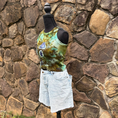 High Neck Mushroom Cropped Tank - Ribbed Cotton