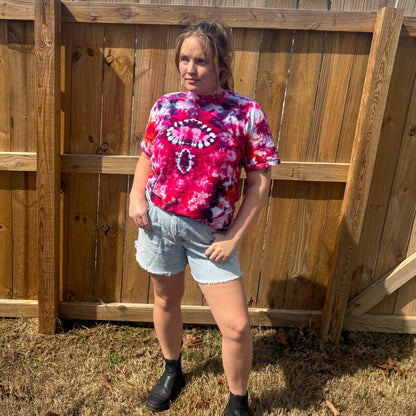 Unisex Pink and Purple Hand-Dyed Tie Dye T-shirt- 100% Cotton - L