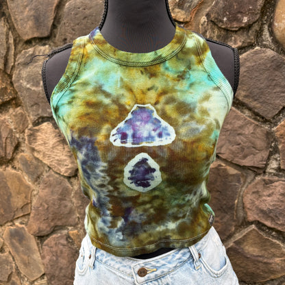High Neck Mushroom Cropped Tank - Ribbed Cotton