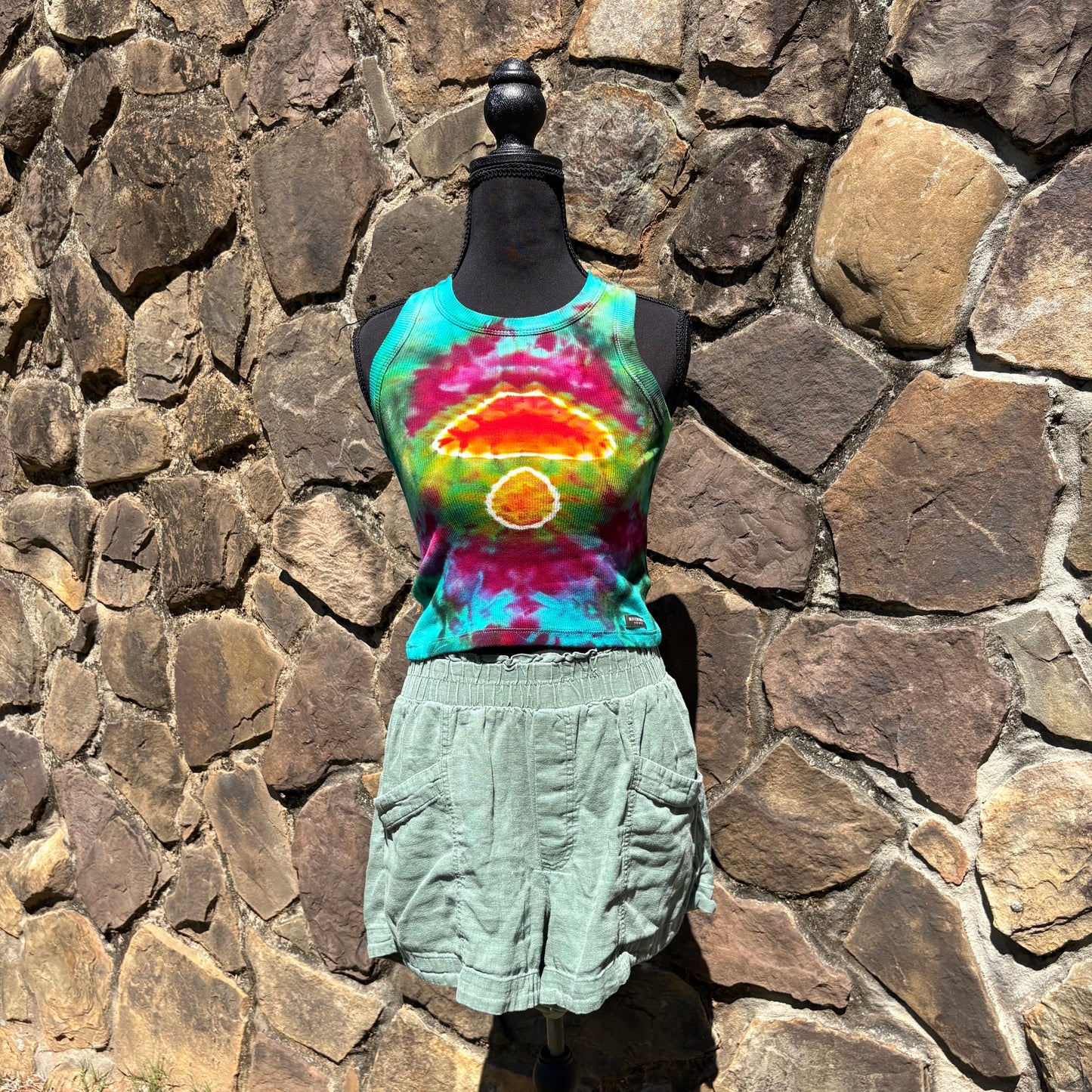 High Neck Mushroom Cropped Tank - Ribbed Cotton