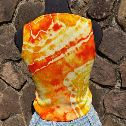 Junior Girls Scoop Neck Cropped Tank Top | Hand-Dyed Geode Design