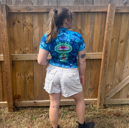 Unisex Blue and Pink Hand-Dyed Tie Dye T-shirt - 100% Cotton - S