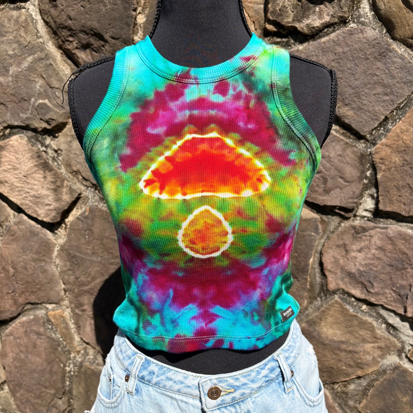 High Neck Mushroom Cropped Tank - Ribbed Cotton