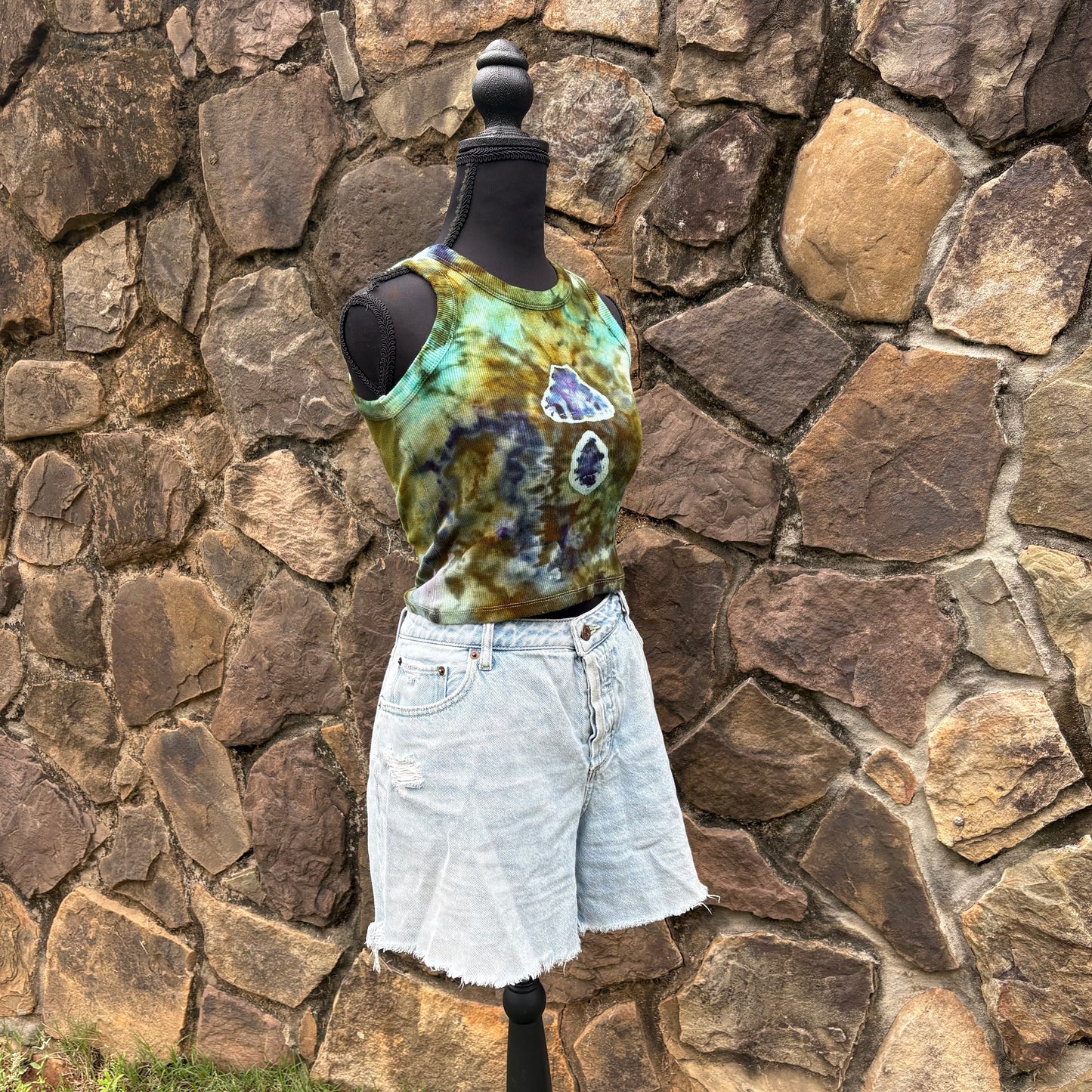 High Neck Mushroom Cropped Tank - Ribbed Cotton
