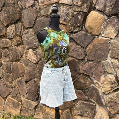 High Neck Mushroom Cropped Tank - Ribbed Cotton