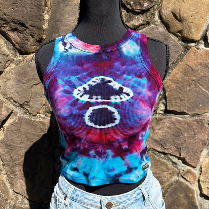 High Neck Mushroom Cropped Tank - Ribbed Cotton