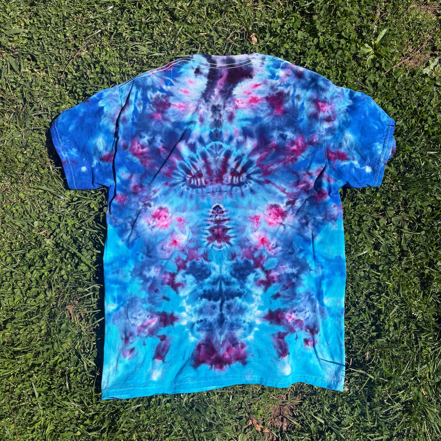 Unisex Blue and Purple Hand-Dyed Tie Dye T-shirt - 100% Cotton