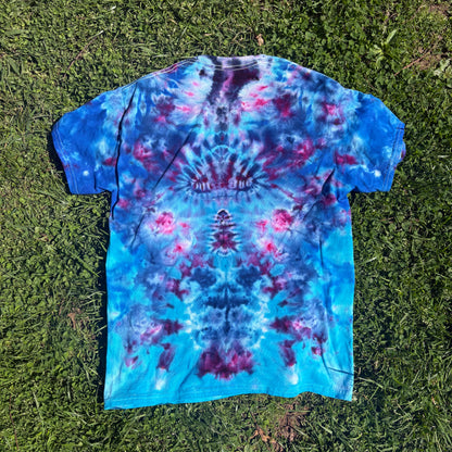 Unisex Blue and Purple Hand-Dyed Tie Dye T-shirt - 100% Cotton - M
