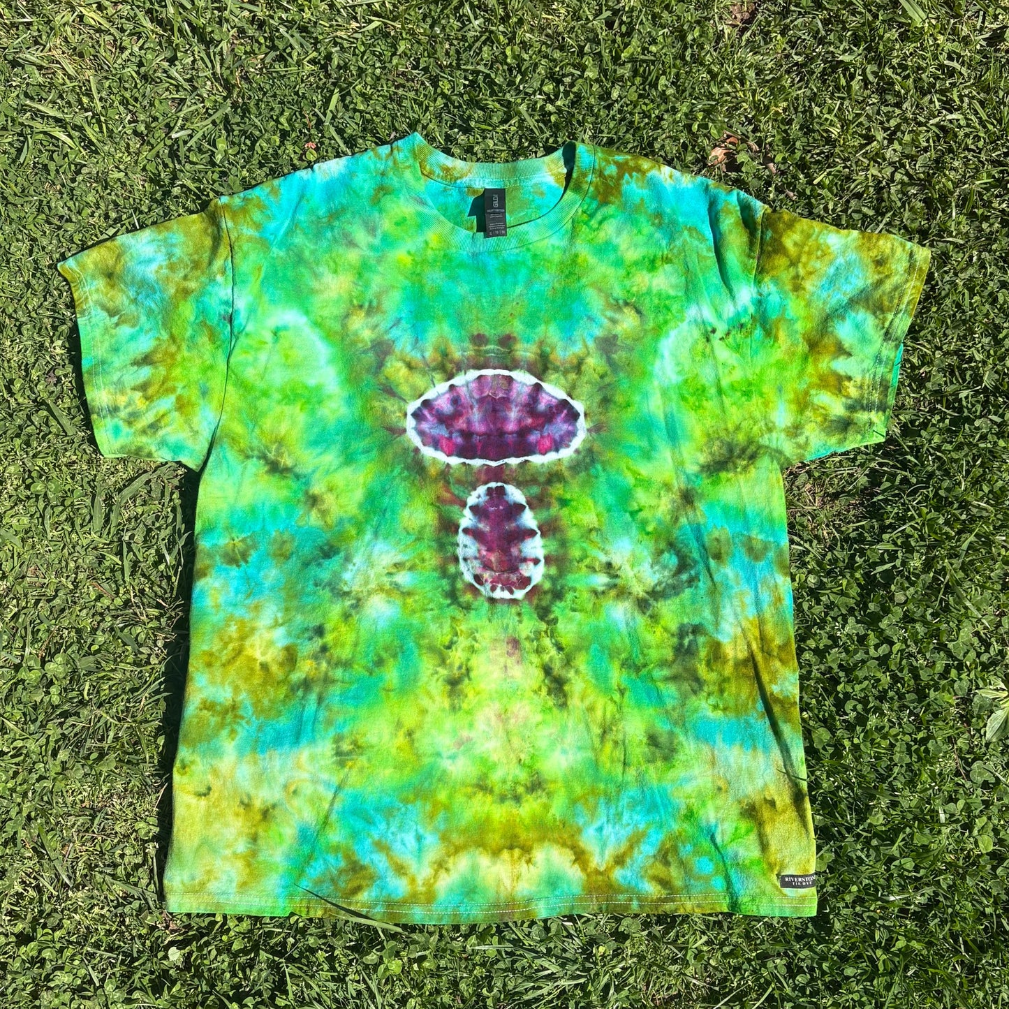 Unisex Green and Purple Hand-Dyed Tie Dye T-shirt - 100% Cotton
