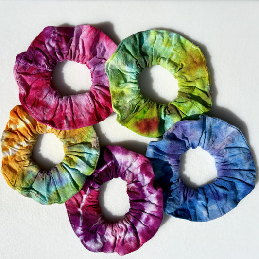 Multicolor tie dye scrunchies handmade