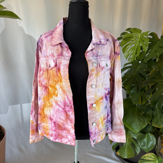 unique tie dye denim jacket pink orange