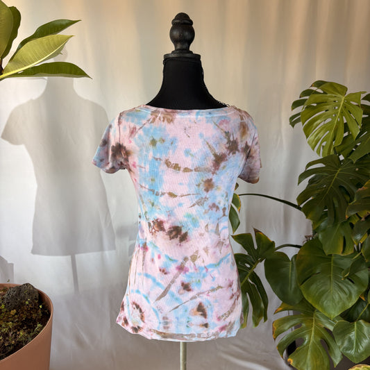 blue pink brown tis dye t-shirt hand-dyed