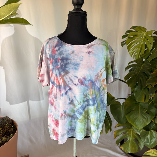 Blue green pink tie dye t-shirt