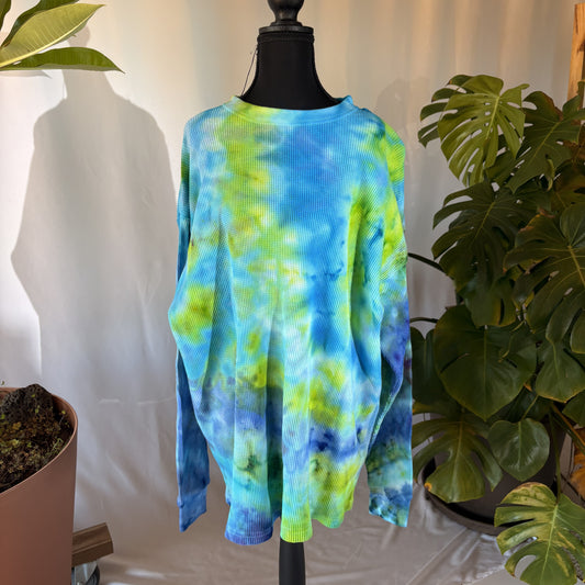 Blue green oversized long sleeve tie dye